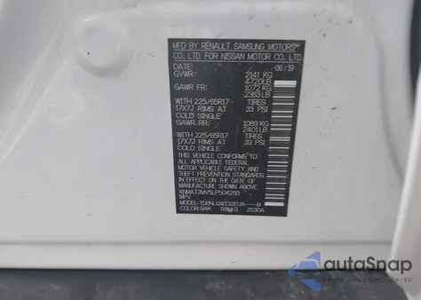 2020 Nissan Rogue Sv Intelligent Awd z USA, uszkodzony, nr VIN KNMAT2MV5LP504293